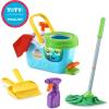 imageLeapFrog Clean Sweep Learning Caddy Kids Mop and Broom Cleaning Toy Set for Ages 35 PinkBlue