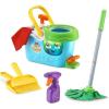 imageLeapFrog Clean Sweep Learning Caddy Kids Mop and Broom Cleaning Toy Set for Ages 35 PinkBlue