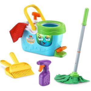 imageLeapFrog Clean Sweep Learning Caddy Kids Mop and Broom Cleaning Toy Set for Ages 35 PinkBlue